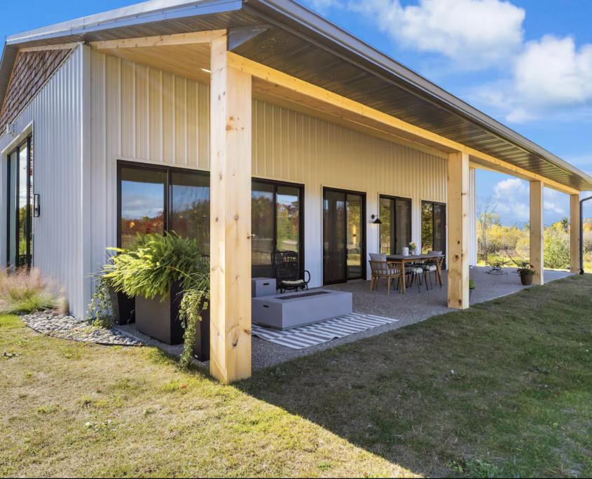 outdoor patio with view at dune bird house vacation rental