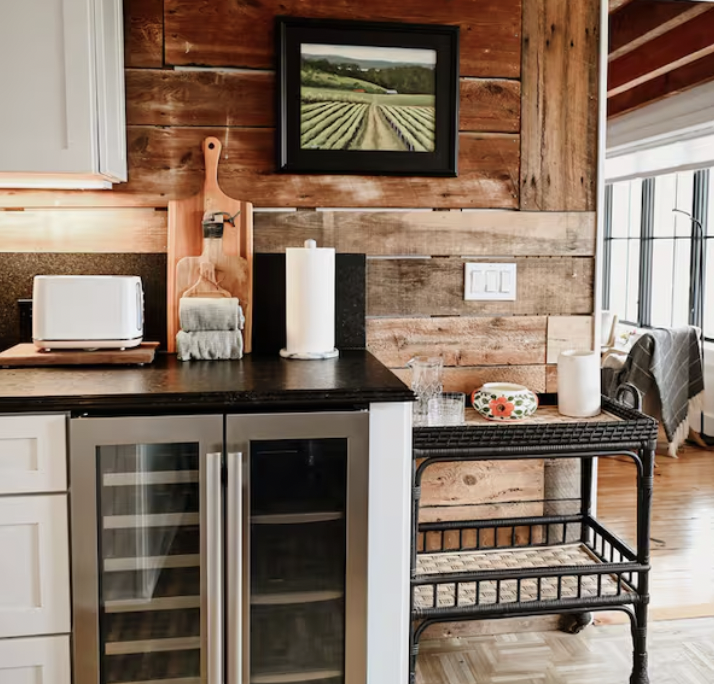 kitchen and wine fridge
