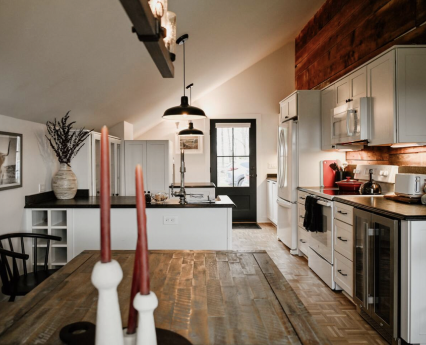 entry, living room, kitchen and dining nook